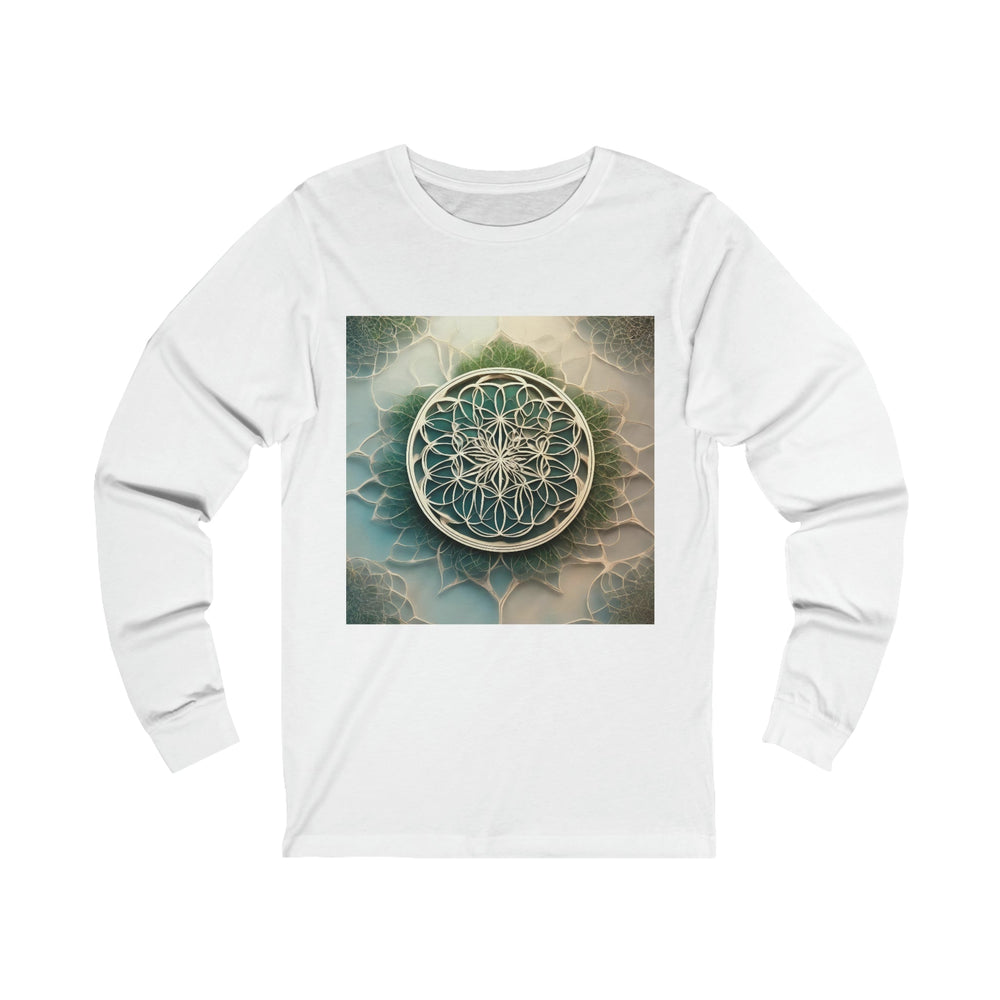 Circular Geometric Pattern - Unisex Jersey Long Sleeve Tee - Long-sleeve - g(0D·IO) - S - White -