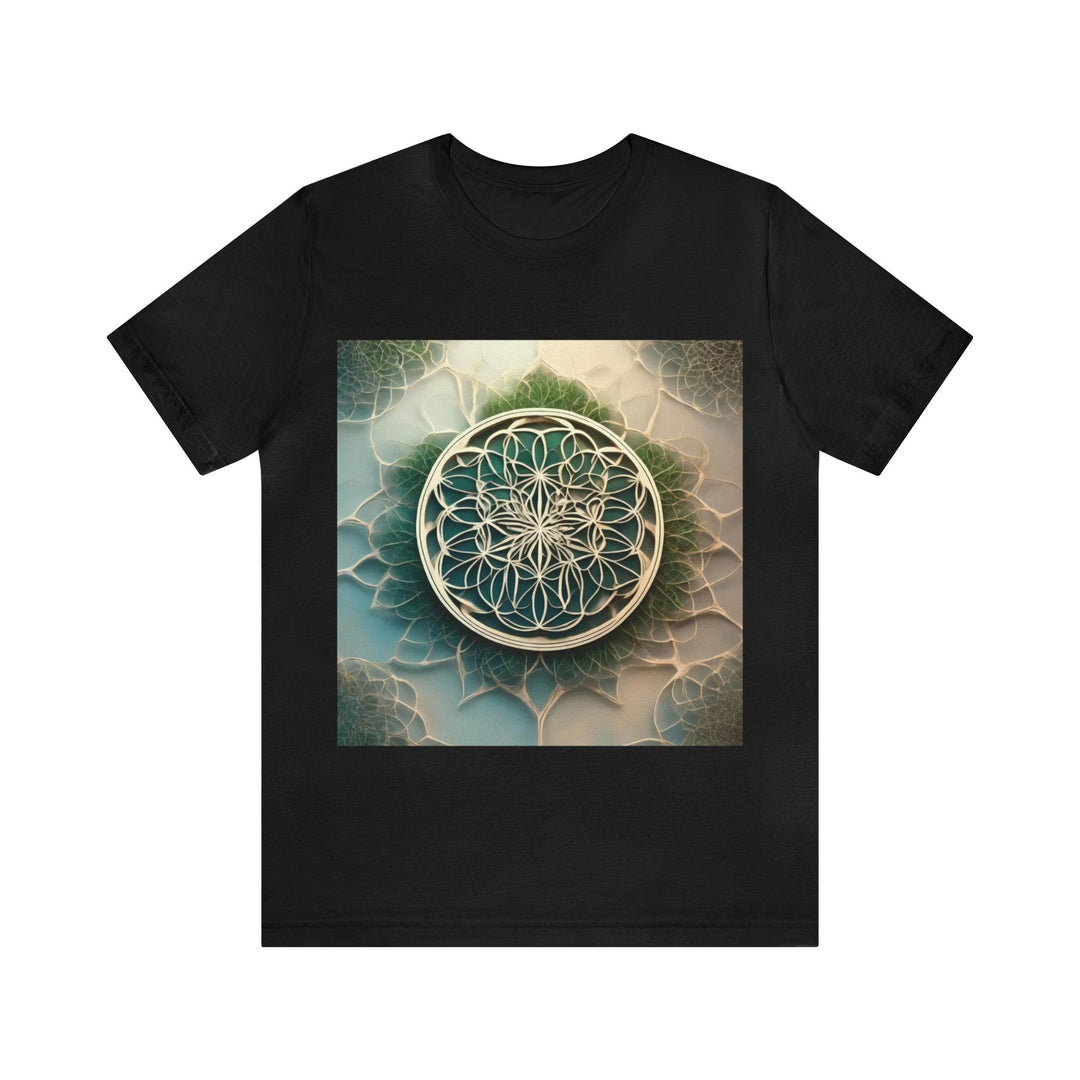 Circular Geometric Pattern - Unisex Jersey Short Sleeve Tee - T-Shirt - g(0D·IO) - Black - S -