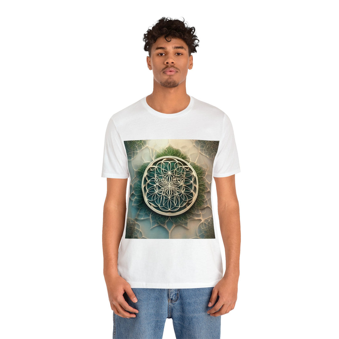 Circular Geometric Pattern - Unisex Jersey Short Sleeve Tee - T-Shirt - g(0D·IO) - Black - S -