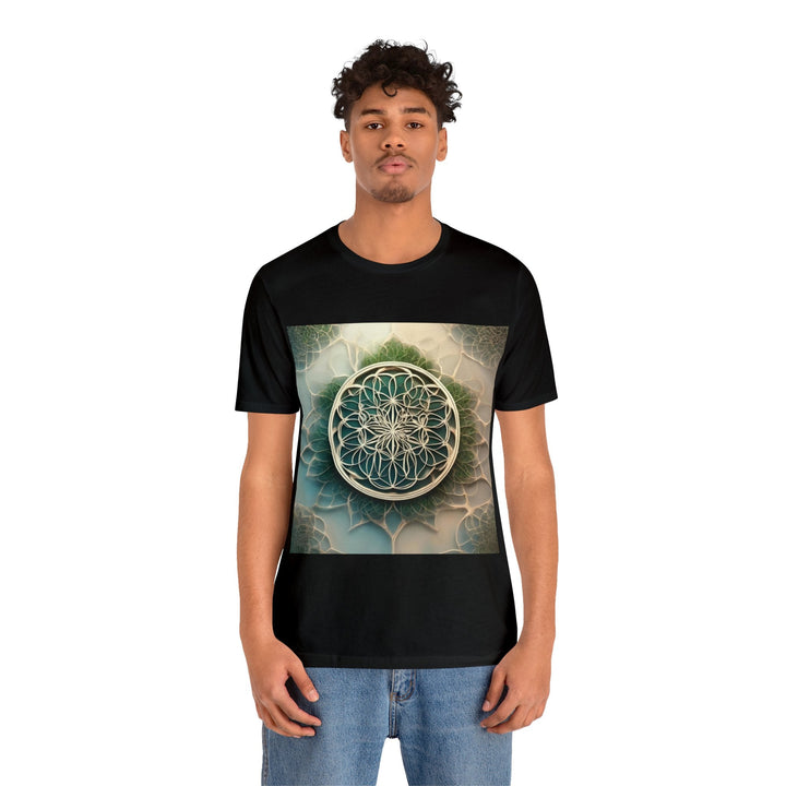 Circular Geometric Pattern - Unisex Jersey Short Sleeve Tee - T-Shirt - g(0D·IO) - Black - S -