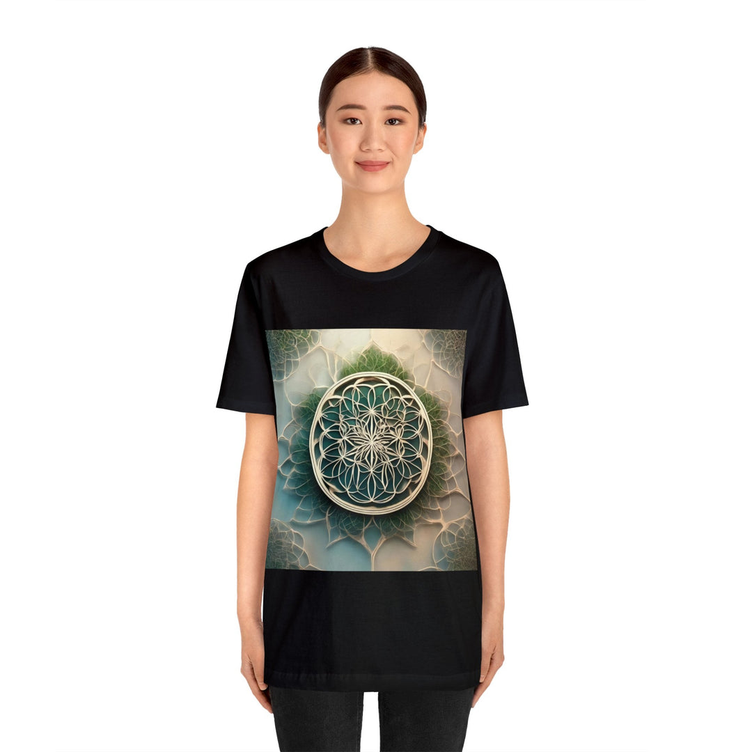 Circular Geometric Pattern - Unisex Jersey Short Sleeve Tee - T-Shirt - g(0D·IO) - Black - S -