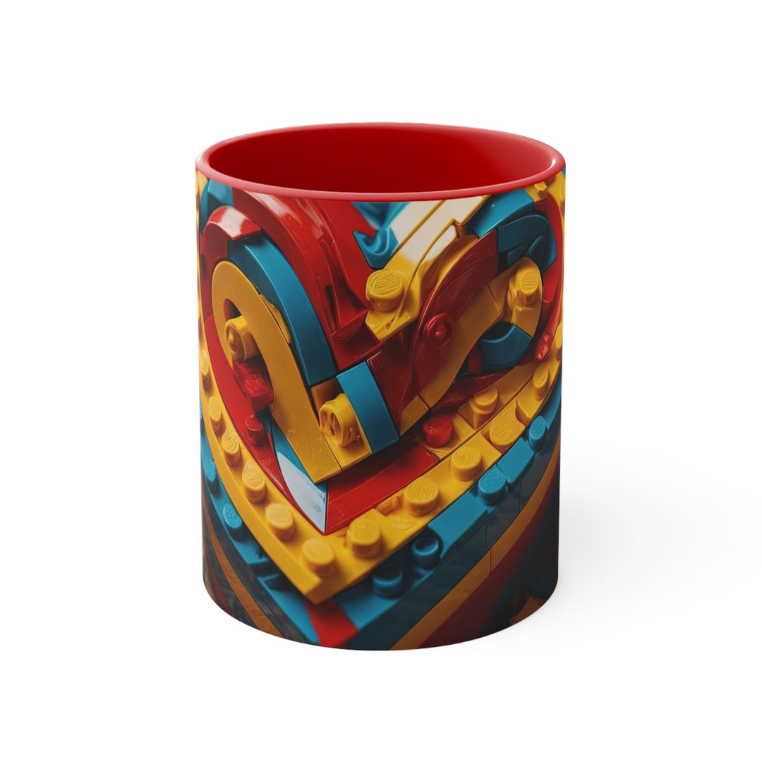 Colorful Bricks Heart - Accent Coffee Mug - Mug - g(0D·IO) - Red - 11oz -