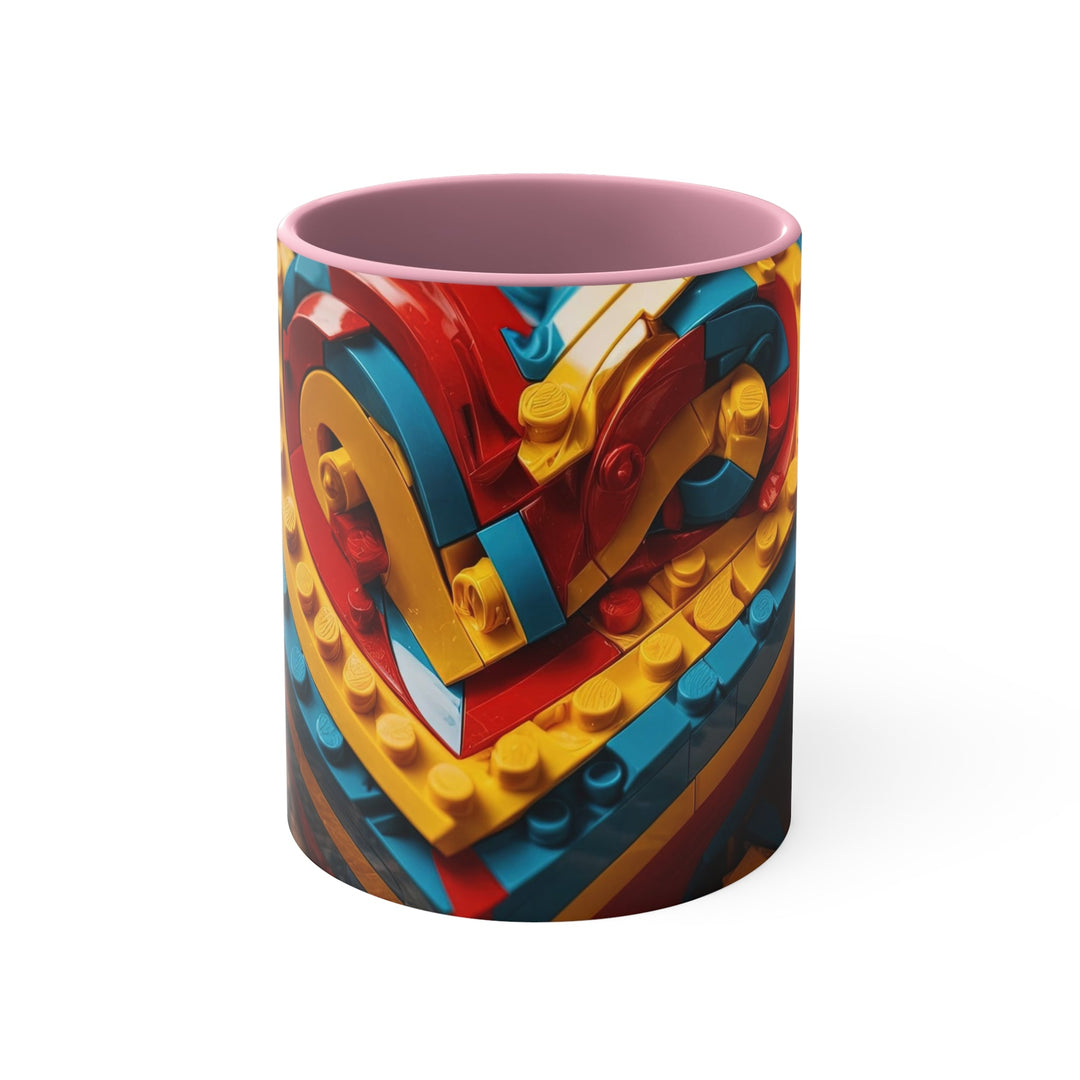 Colorful Bricks Heart - Accent Coffee Mug - Mug - g(0D·IO) - Pink - 11oz -