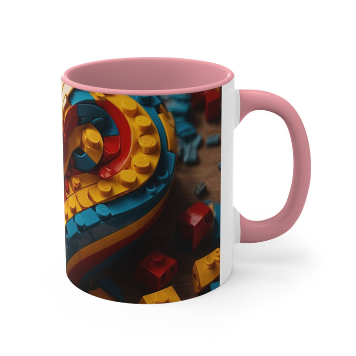 Colorful Bricks Heart - Accent Coffee Mug - Mug - g(0D·IO) - Pink - 11oz -
