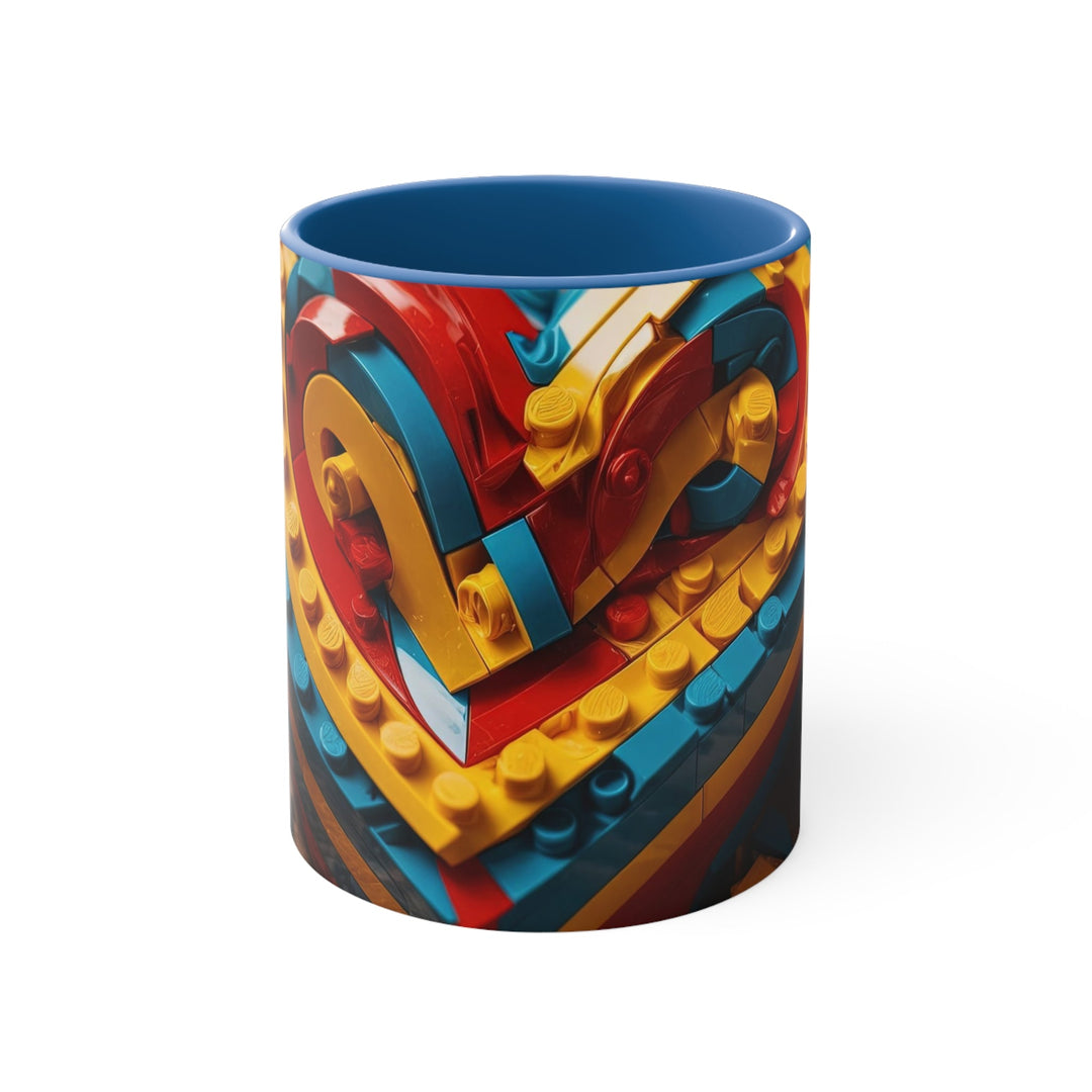 Colorful Bricks Heart - Accent Coffee Mug - Mug - g(0D·IO) - Blue - 11oz -