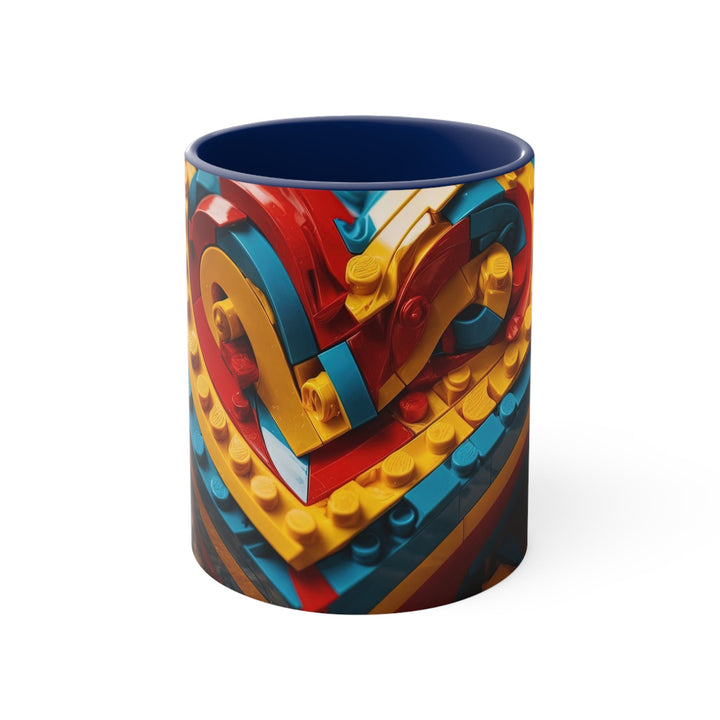 Colorful Bricks Heart - Accent Coffee Mug - Mug - g(0D·IO) - Navy - 11oz -