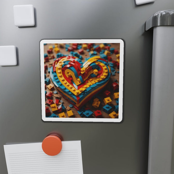 Colorful Bricks Heart - Die-cut Magnet - Home Decor - g(0D·IO) - 6 × 6" - Die-Cut - 1 pc