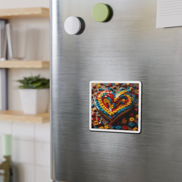 Colorful Bricks Heart - Die-cut Magnet - Home Decor - g(0D·IO) - 6 × 6" - Die-Cut - 1 pc