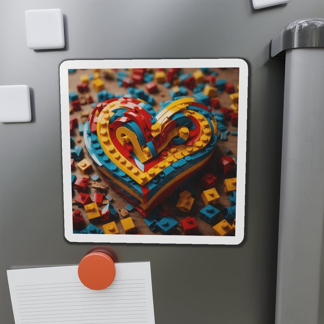 Colorful Bricks Heart - Die-cut Magnet - Home Decor - g(0D·IO) - 6 × 6" - Die-Cut - 1 pc