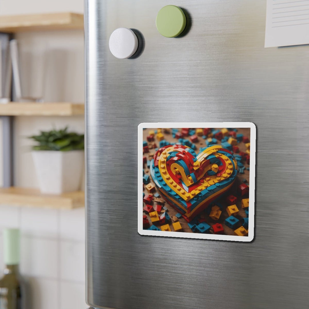 Colorful Bricks Heart - Die-cut Magnet - Home Decor - g(0D·IO) - 6 × 6" - Die-Cut - 1 pc