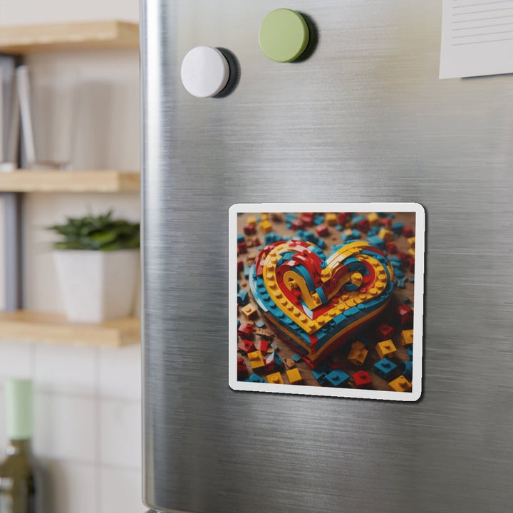 Colorful Bricks Heart - Die-cut Magnet - Home Decor - g(0D·IO) - 6 × 6" - Die-Cut - 1 pc