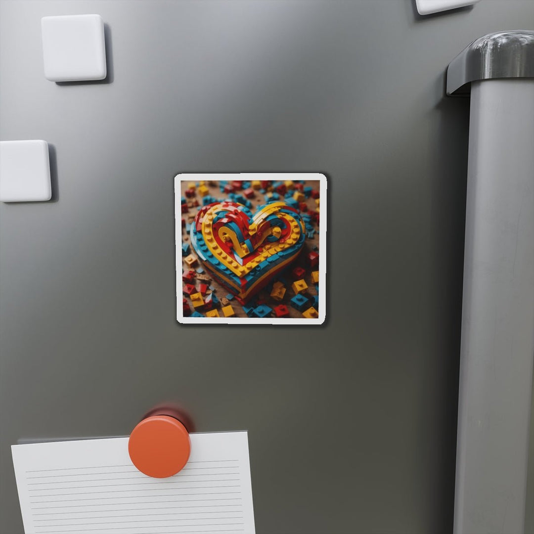 Colorful Bricks Heart - Die-cut Magnet - Home Decor - g(0D·IO) - 6 × 6" - Die-Cut - 1 pc