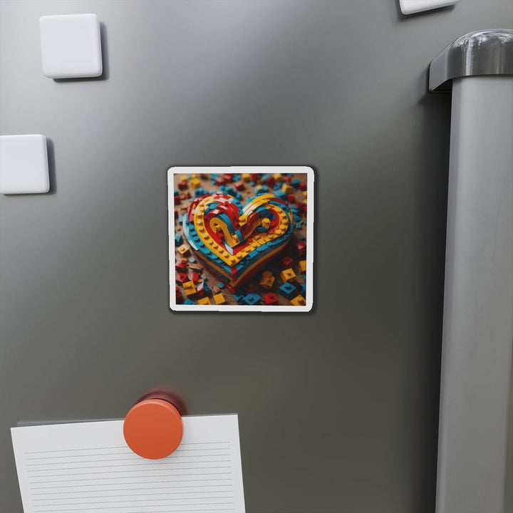 Colorful Bricks Heart - Die-cut Magnet - Home Decor - g(0D·IO) - 6 × 6" - Die-Cut - 1 pc