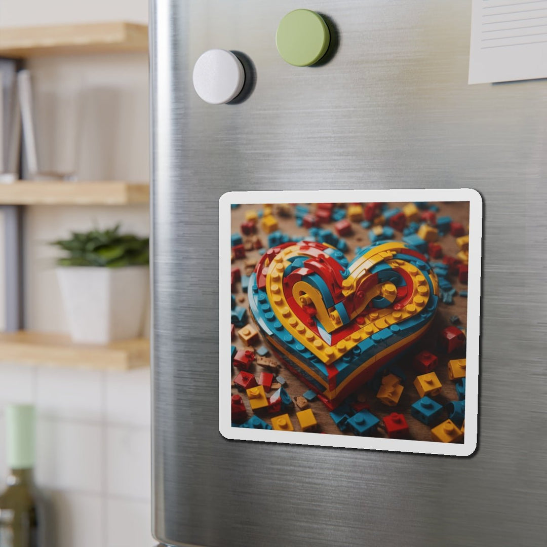 Colorful Bricks Heart - Die-cut Magnet - Home Decor - g(0D·IO) - 6 × 6" - Die-Cut - 1 pc