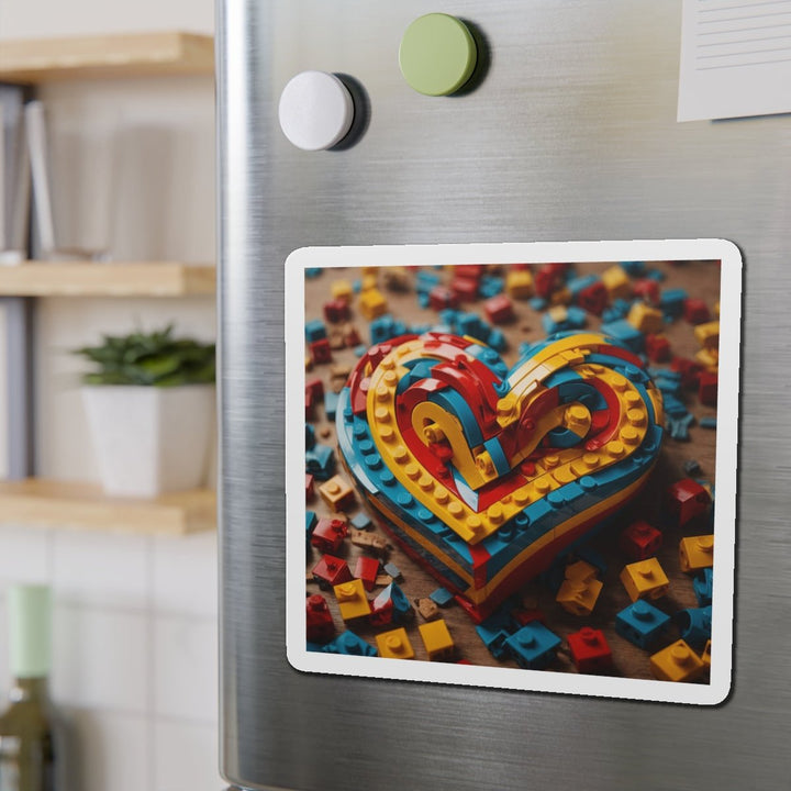 Colorful Bricks Heart - Die-cut Magnet - Home Decor - g(0D·IO) - 6 × 6" - Die-Cut - 1 pc