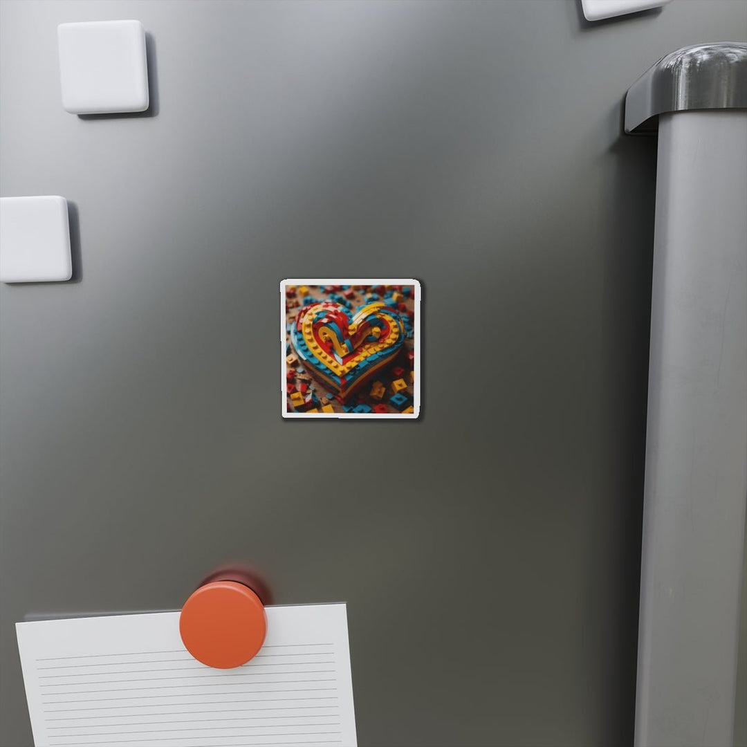 Colorful Bricks Heart - Die-cut Magnet - Home Decor - g(0D·IO) - 6 × 6" - Die-Cut - 1 pc