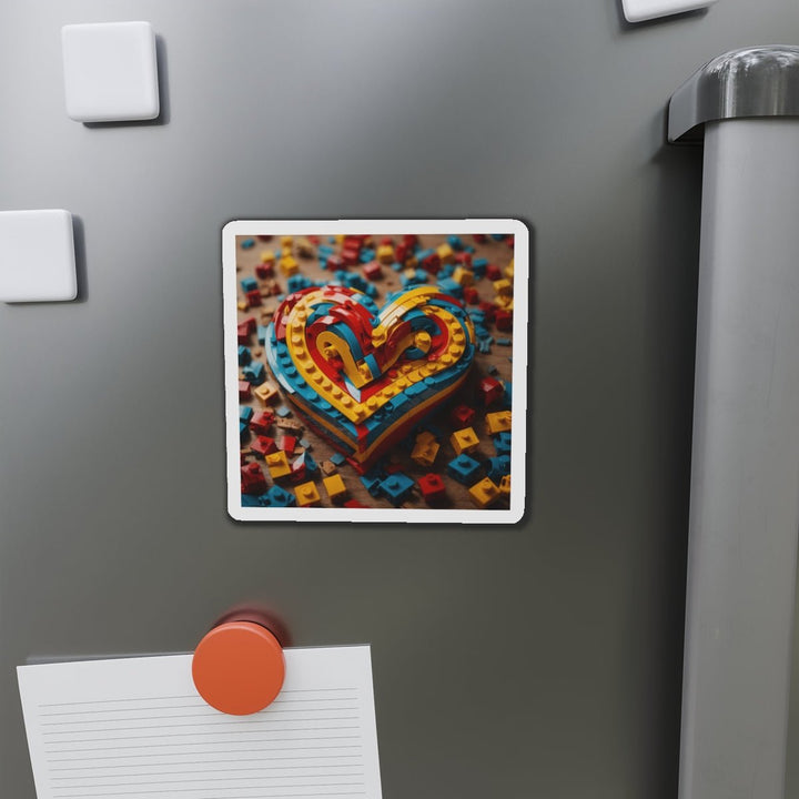Colorful Bricks Heart - Die-cut Magnet - Home Decor - g(0D·IO) - 6 × 6" - Die-Cut - 1 pc