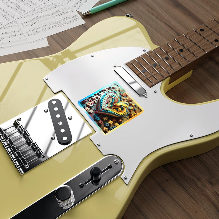 Colorful Bricks Heart - Holographic Die-Cut Sticker - Paper products - g(0D·IO) - 5" × 5" - Die-Cut - Holographic