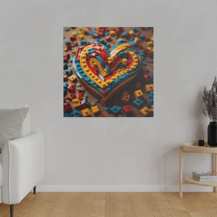 Colorful Bricks Heart - Matte Canvas - Canvas - g(0D·IO) - 32" x 32" (Square) - 0.75'' -