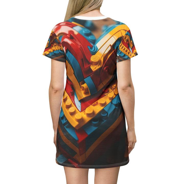 Colorful Bricks Heart - T-Shirt Dress - All Over Prints - g(0D·IO) - XS - -