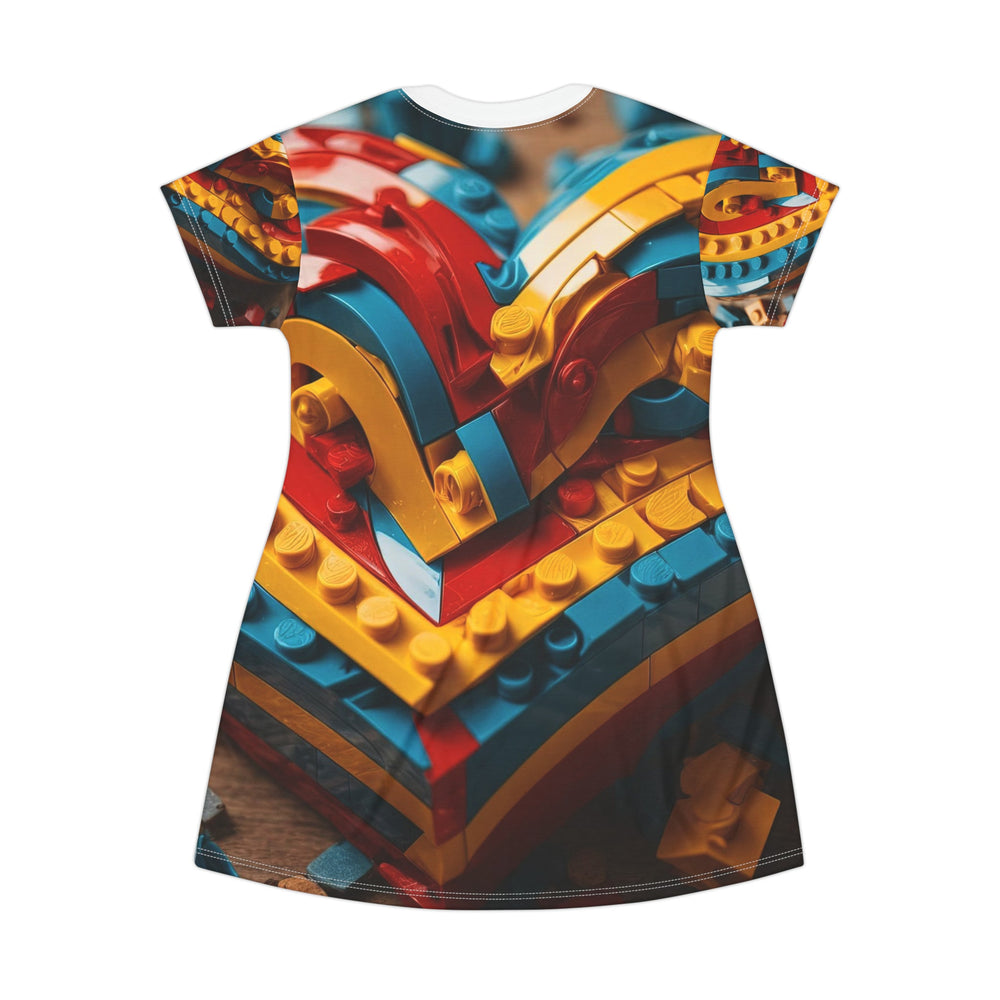 Colorful Bricks Heart - T-Shirt Dress - All Over Prints - g(0D·IO) - XS - -