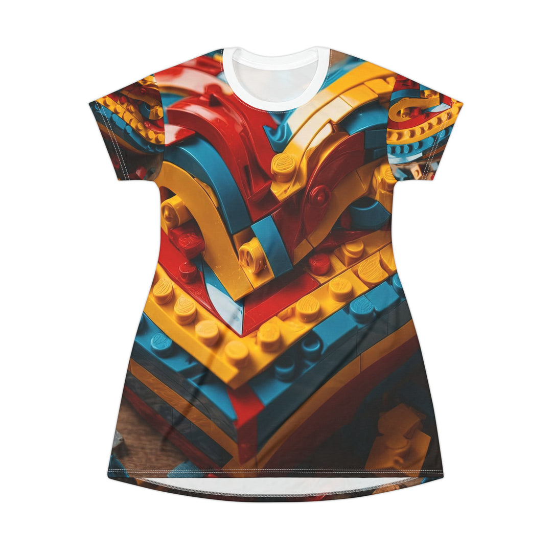 Colorful Bricks Heart - T-Shirt Dress - All Over Prints - g(0D·IO) - XS - -
