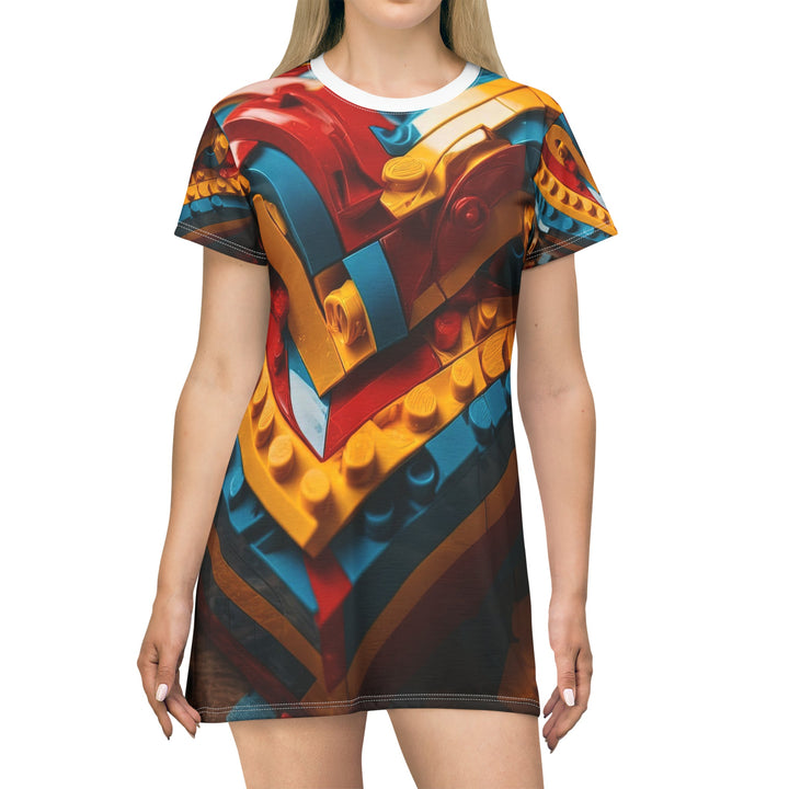 Colorful Bricks Heart - T-Shirt Dress - All Over Prints - g(0D·IO) - XS - -