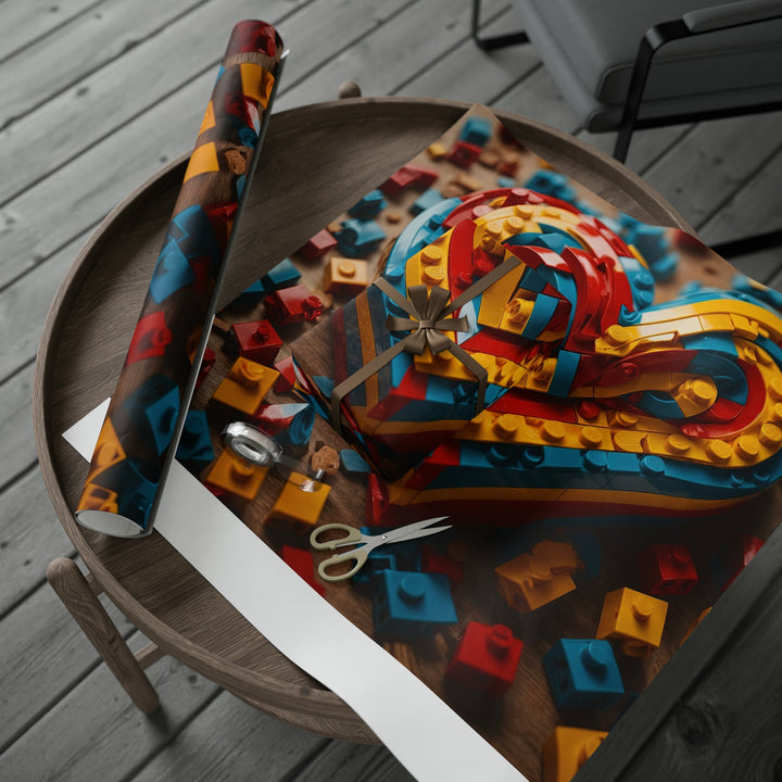 Colorful Bricks Heart - Wrapping Paper - Home Decor - g(0D·IO) - 30'' x 72'' - Matte -