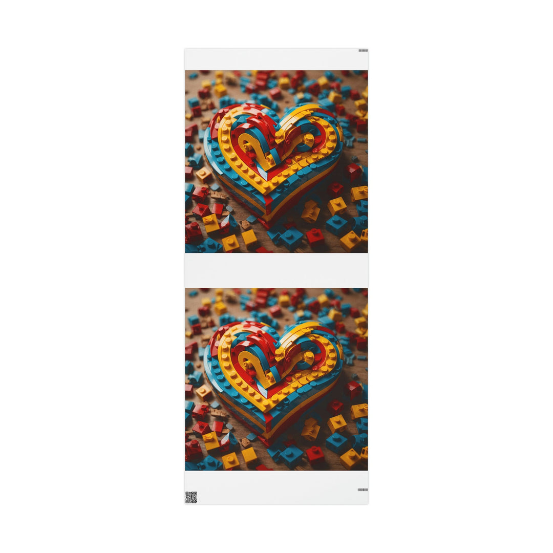 Colorful Bricks Heart - Wrapping Paper - Home Decor - g(0D·IO) - 30'' x 72'' - Matte -