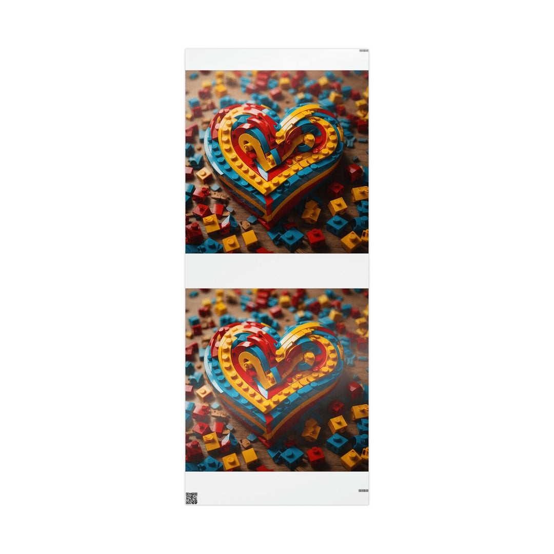 Colorful Bricks Heart - Wrapping Paper - Home Decor - g(0D·IO) - 30'' x 72'' - Glossy -