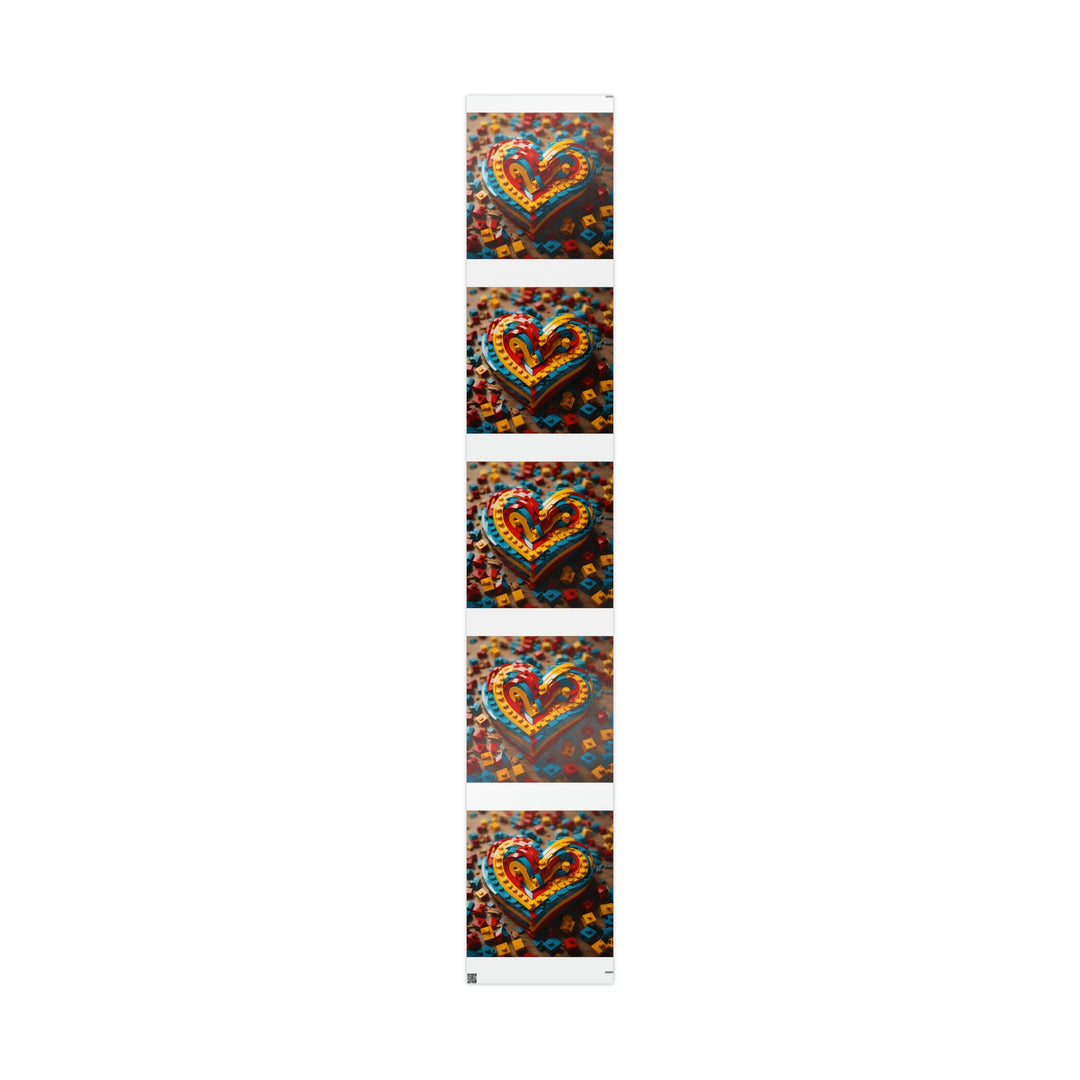 Colorful Bricks Heart - Wrapping Paper - Home Decor - g(0D·IO) - 30" x 180" - Glossy -