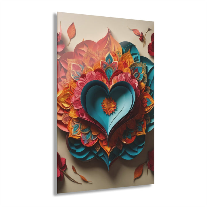 Colorful Heart Blossoms - Acrylic Prints (French Cleat Hanging) - Home Decor - g(0D·IO) - 24" x 36" (Vertical) - 0.25'' -