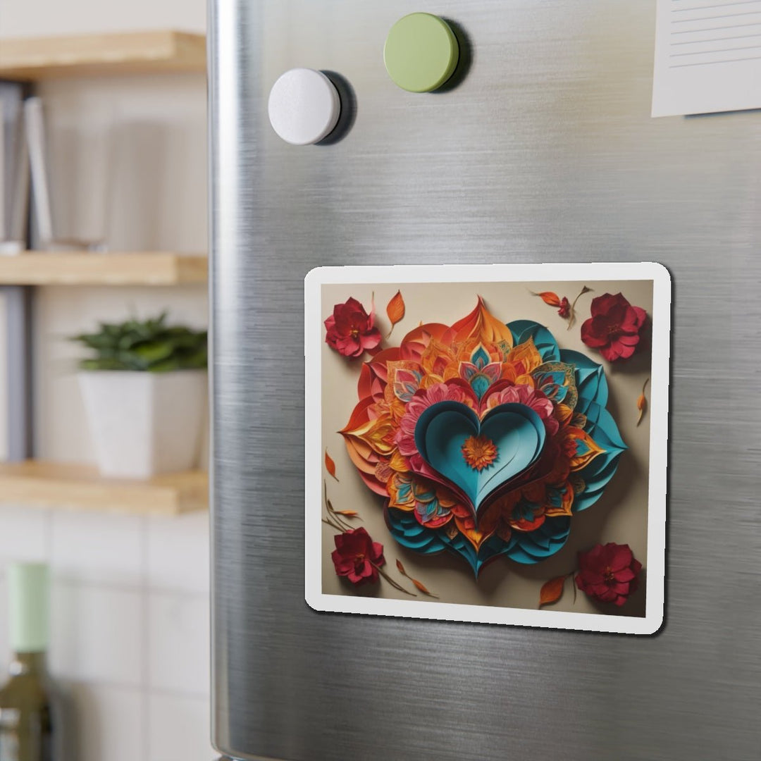 Colorful Heart Blossoms - Die-cut Magnet - Home Decor - g(0D·IO) - 6 × 6" - Die-Cut - 1 pc