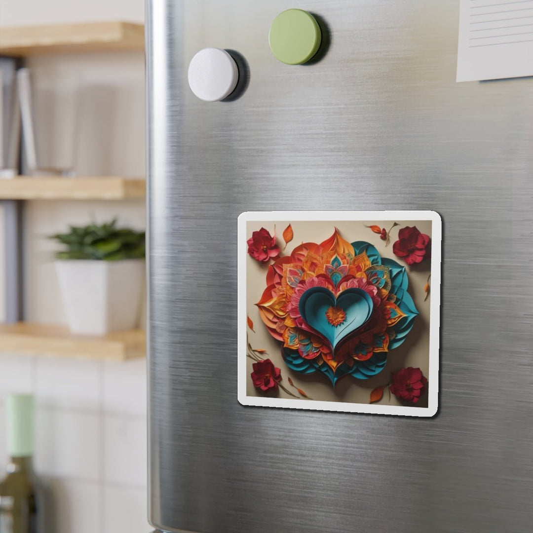 Colorful Heart Blossoms - Die-cut Magnet - Home Decor - g(0D·IO) - 6 × 6" - Die-Cut - 1 pc