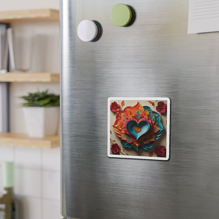 Colorful Heart Blossoms - Die-cut Magnet - Home Decor - g(0D·IO) - 6 × 6" - Die-Cut - 1 pc