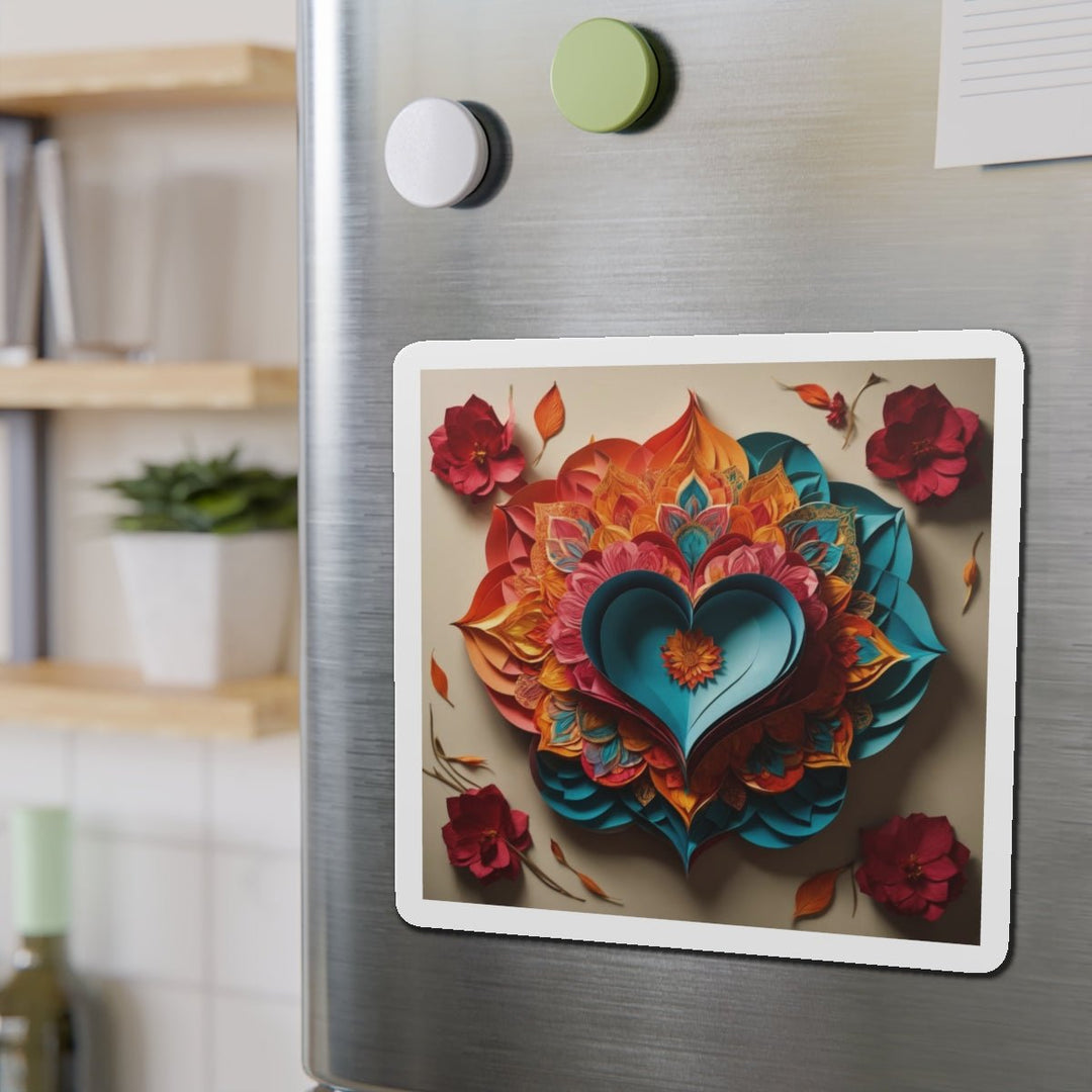 Colorful Heart Blossoms - Die-cut Magnet - Home Decor - g(0D·IO) - 6 × 6" - Die-Cut - 1 pc