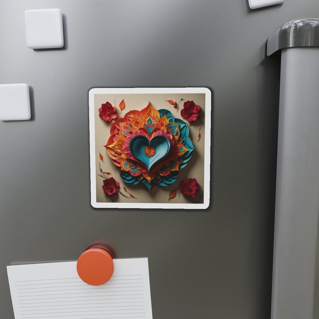 Colorful Heart Blossoms - Die-cut Magnet - Home Decor - g(0D·IO) - 6 × 6" - Die-Cut - 1 pc