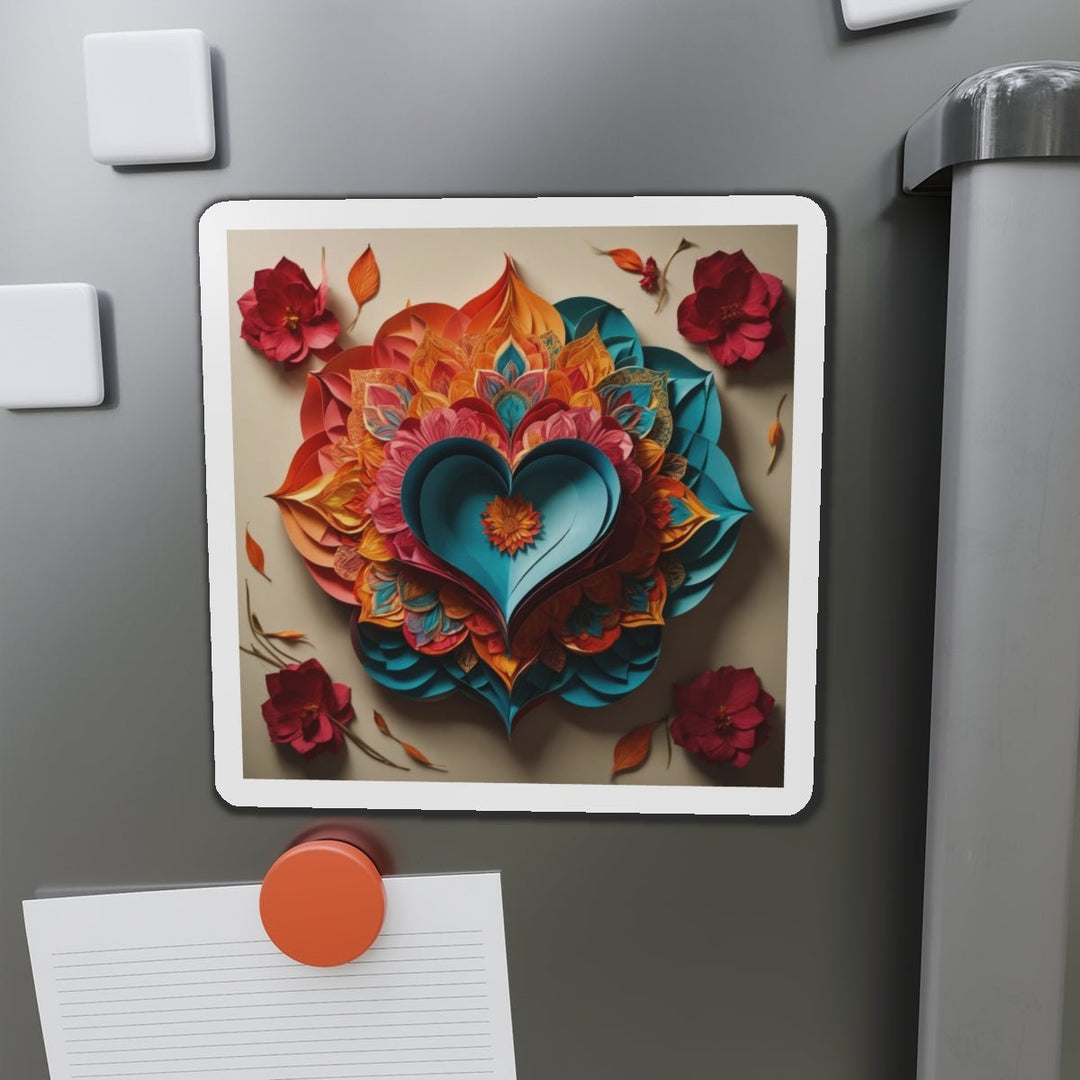 Colorful Heart Blossoms - Die-cut Magnet - Home Decor - g(0D·IO) - 6 × 6" - Die-Cut - 1 pc