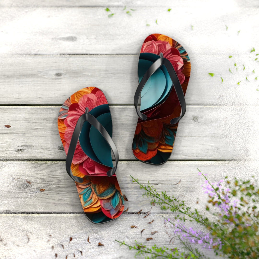 Colorful Heart Blossoms - Flip Flops - Shoes - g(0D·IO) - XL - Black sole -