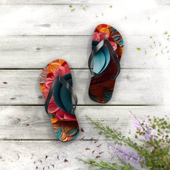 Colorful Heart Blossoms - Flip Flops - Shoes - g(0D·IO) - XL - Black sole -