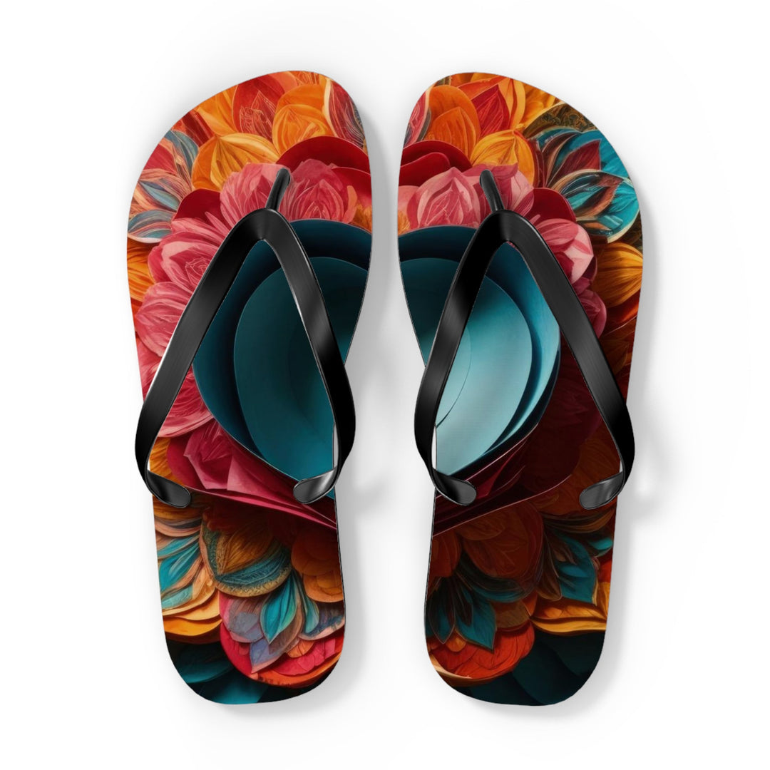 Colorful Heart Blossoms - Flip Flops - Shoes - g(0D·IO) - XL - Black sole -