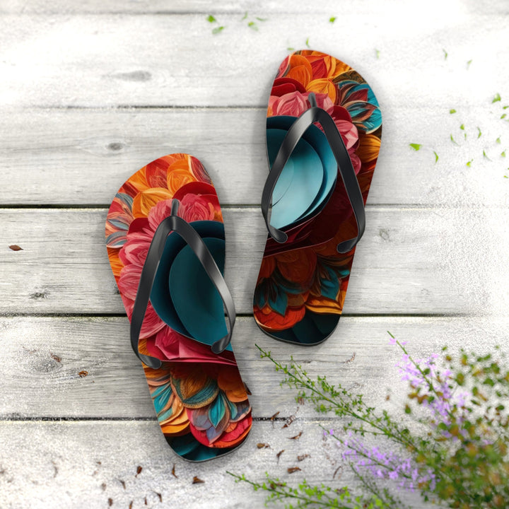 Colorful Heart Blossoms - Flip Flops - Shoes - g(0D·IO) - XL - Black sole -