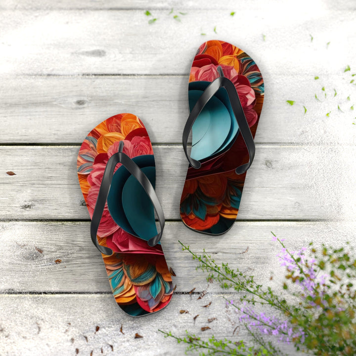 Colorful Heart Blossoms - Flip Flops - Shoes - g(0D·IO) - XL - Black sole -