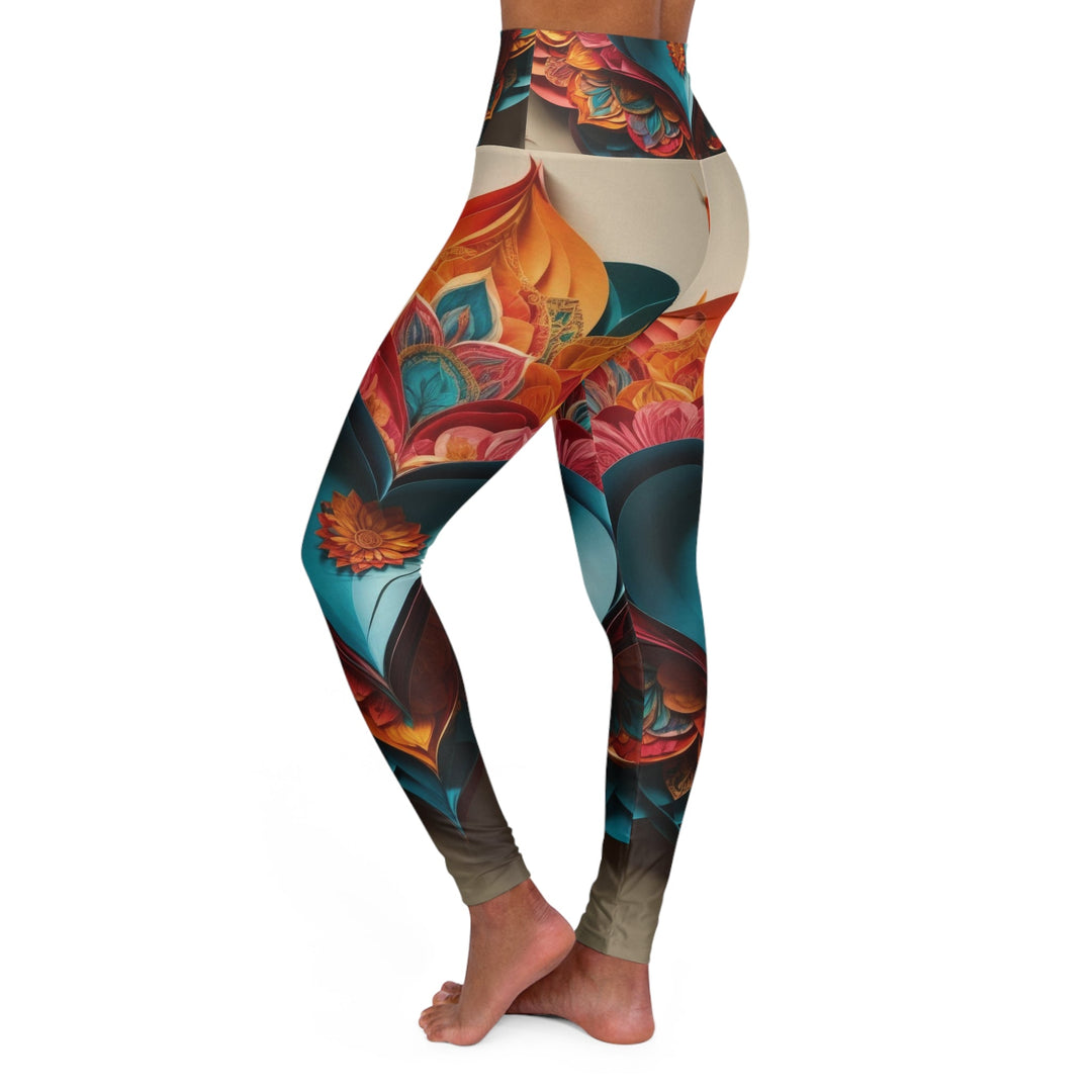 Colorful Heart Blossoms - High Waisted AOP Yoga Leggings - All Over Prints - g(0D·IO) - XS - -