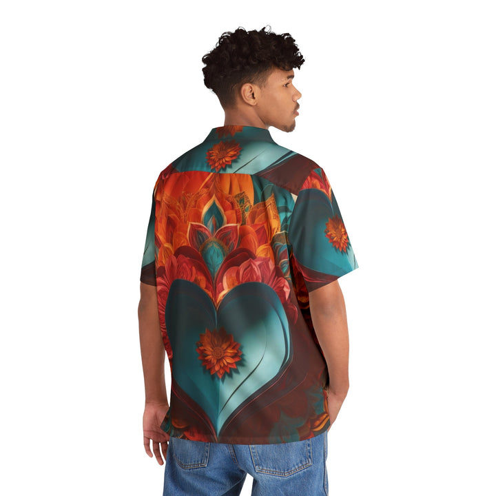 Colorful Heart Blossoms - Men's Hawaiian Shirt - All Over Prints - g(0D·IO) - S - Black -