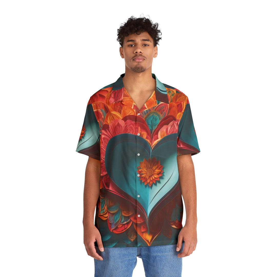 Colorful Heart Blossoms - Men's Hawaiian Shirt - All Over Prints - g(0D·IO) - S - Black -