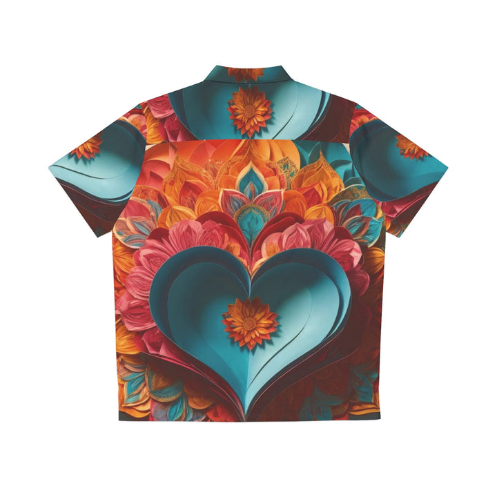 Colorful Heart Blossoms - Men's Hawaiian Shirt - All Over Prints - g(0D·IO) - S - Black -