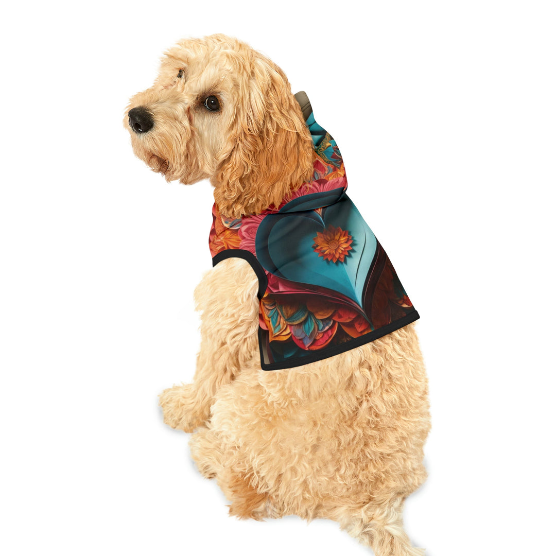 Colorful Heart Blossoms - Pet Hoodie - Pets - g(0D·IO) - XXS - Black Rib -