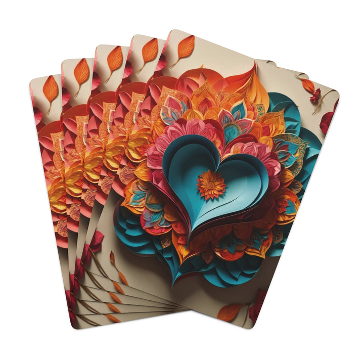Colorful Heart Blossoms - Poker Cards - Paper products - g(0D·IO) - 2.47" x 3.47" - White - Semi Glossy