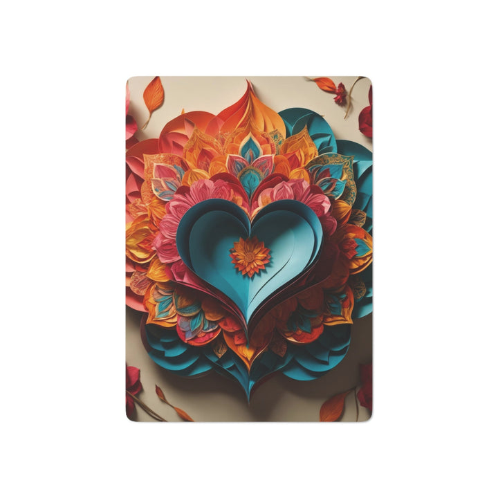 Colorful Heart Blossoms - Poker Cards - Paper products - g(0D·IO) - 2.47" x 3.47" - White - Semi Glossy